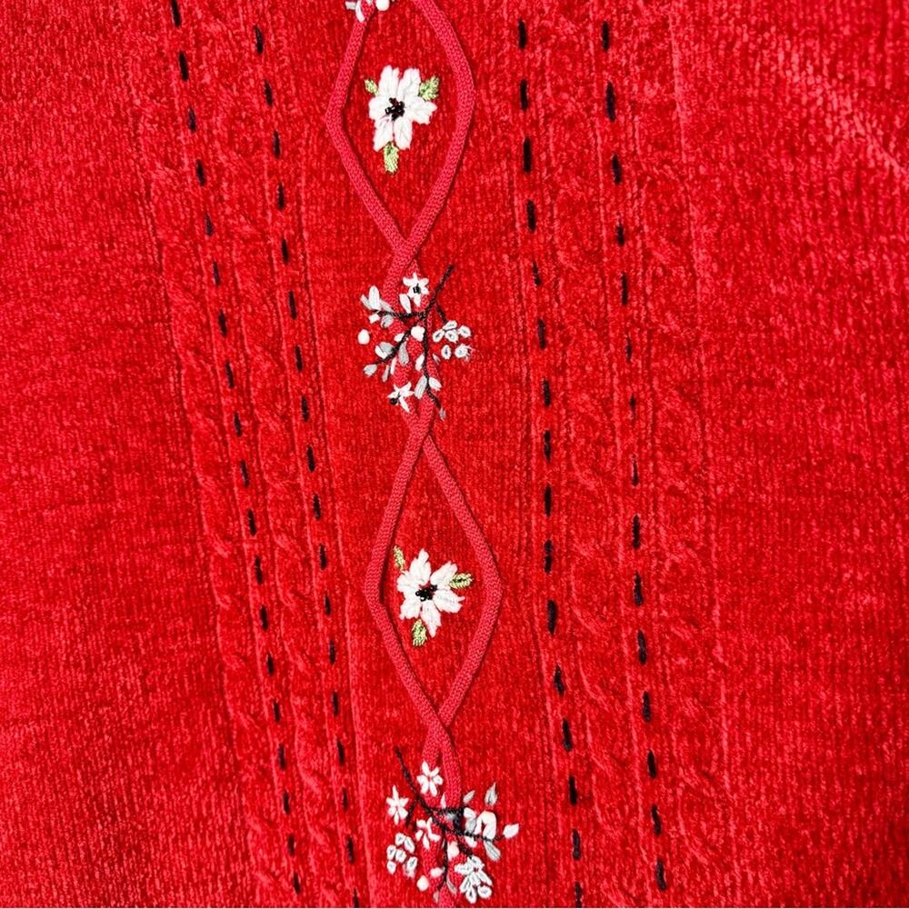 Alfred Dunner Vibrant Red Knit Sweater Grandmacore - Picture 3 of 6